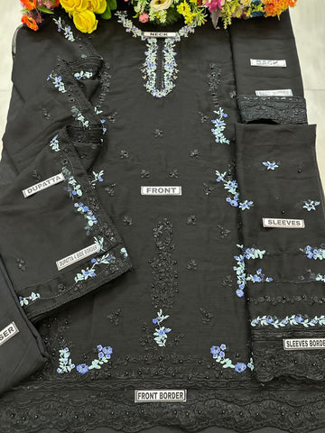 Aga Noor chiffon Partywear Dress | Kss-110 Black Colour