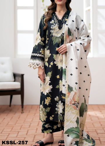 Baroque Print Lawn Formal Wear Dress | Kssl-257