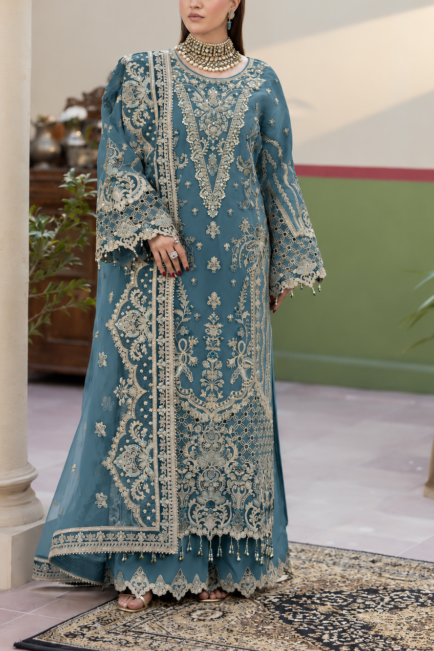 Imrozia Luxury Organza Partywear Dress |RIMAAL 5502