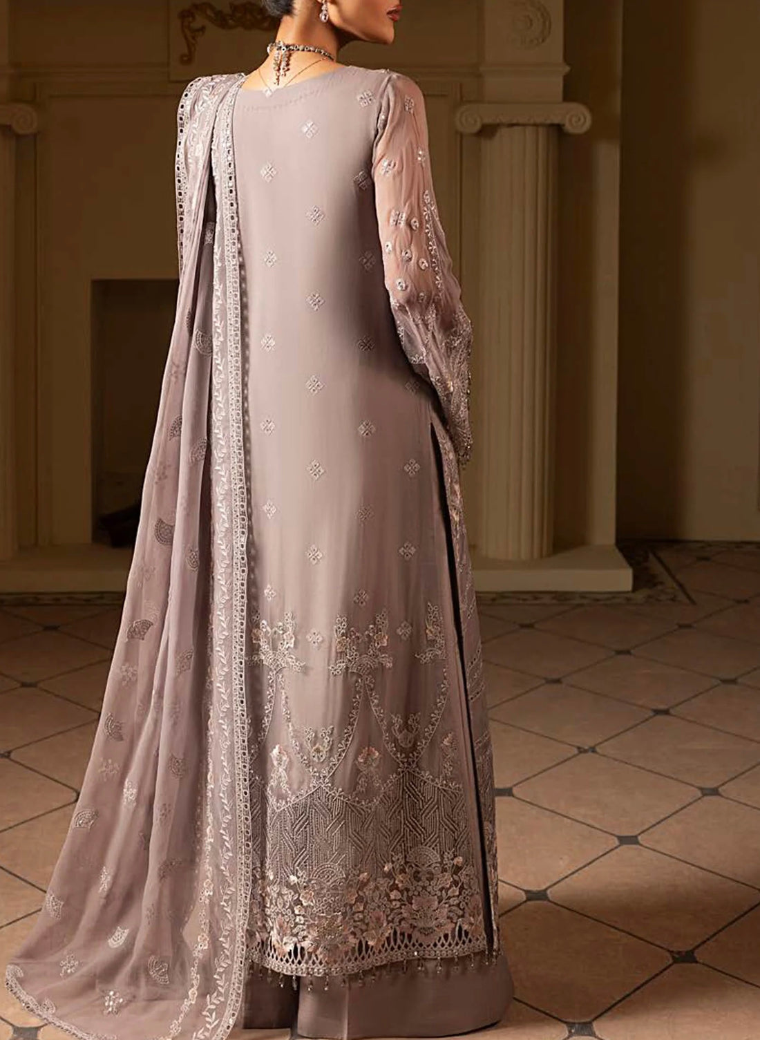 Lavish Premium Embroidered Chiffon Collection 2026 (Dusty Rose)|5307