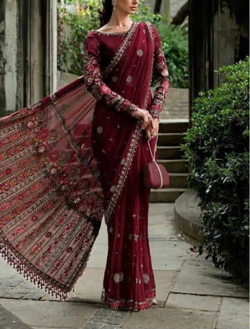 Maria B Bridal Chiffon Saree|5371