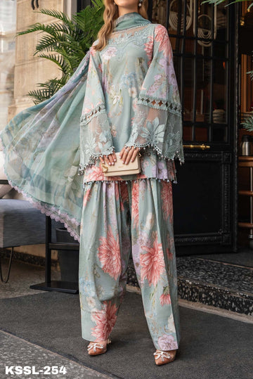 Maria B M Print Lawn Formal Wear Dress | Kssl-254