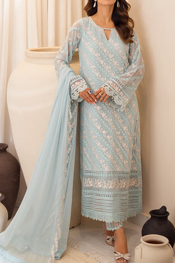 Azure Chiffon Firozi Formal Wear | Kss-207