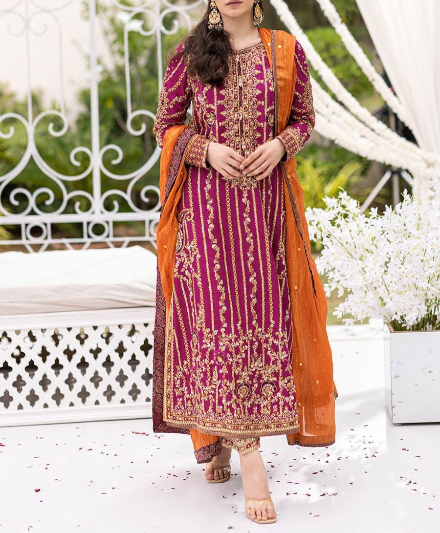 Farh Talib Aziz Chiffon Dress|5348
