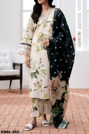 Baroque Print Lawn Formal Wear Dress | Kssl-252