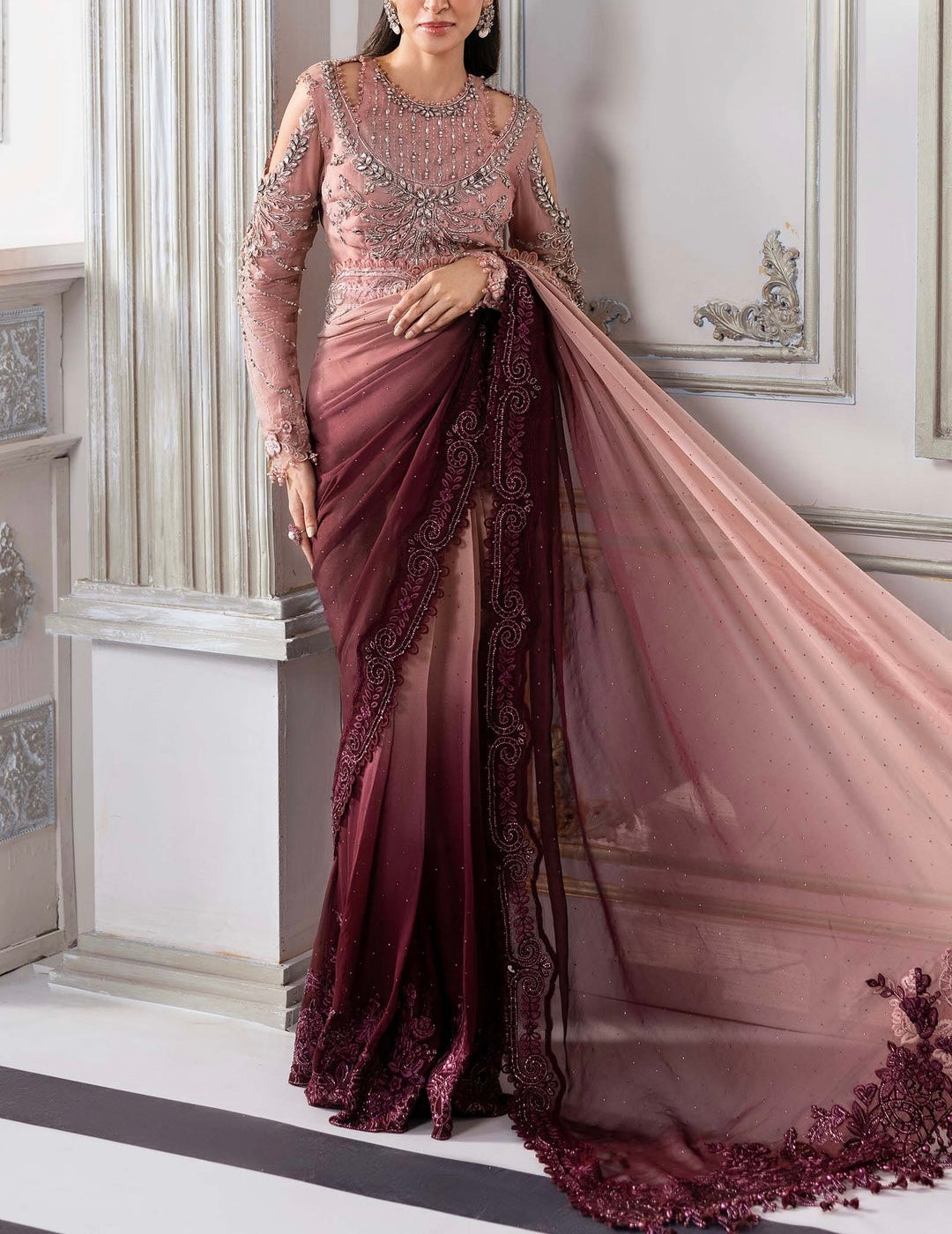 Maria B Net Saree Party Wear Dress | 5328