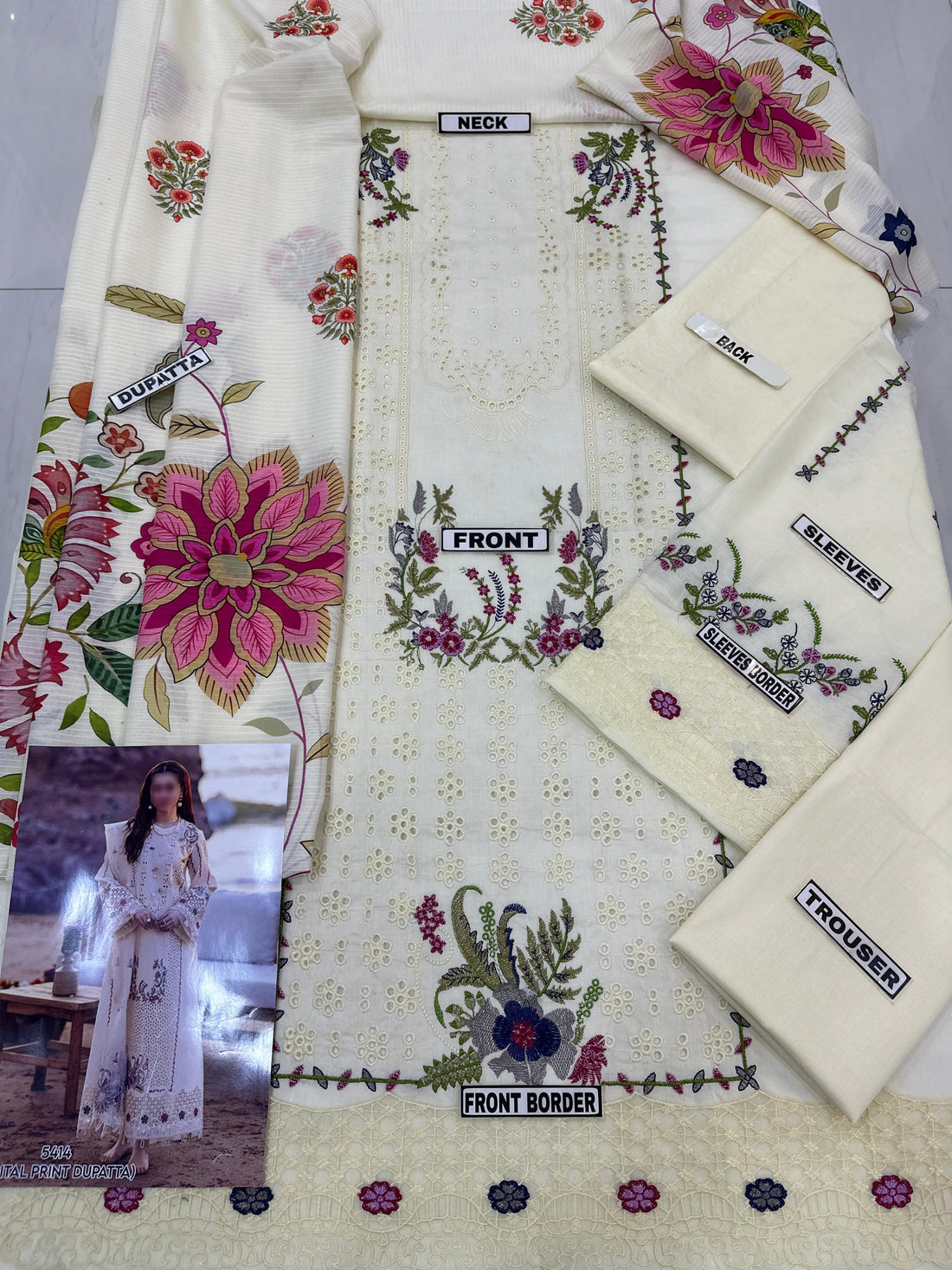 Qalamkar lawn formalWear Dress |5414