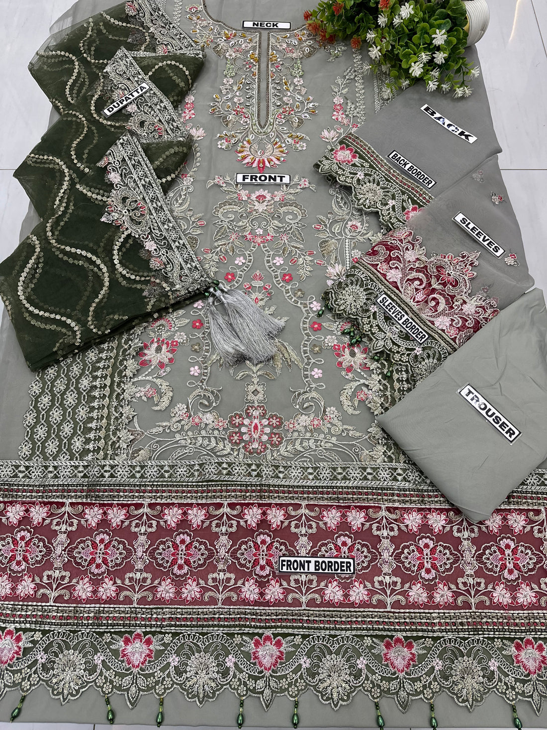 Imrozia Luxury Organza Partywear Dress |Samak 5504