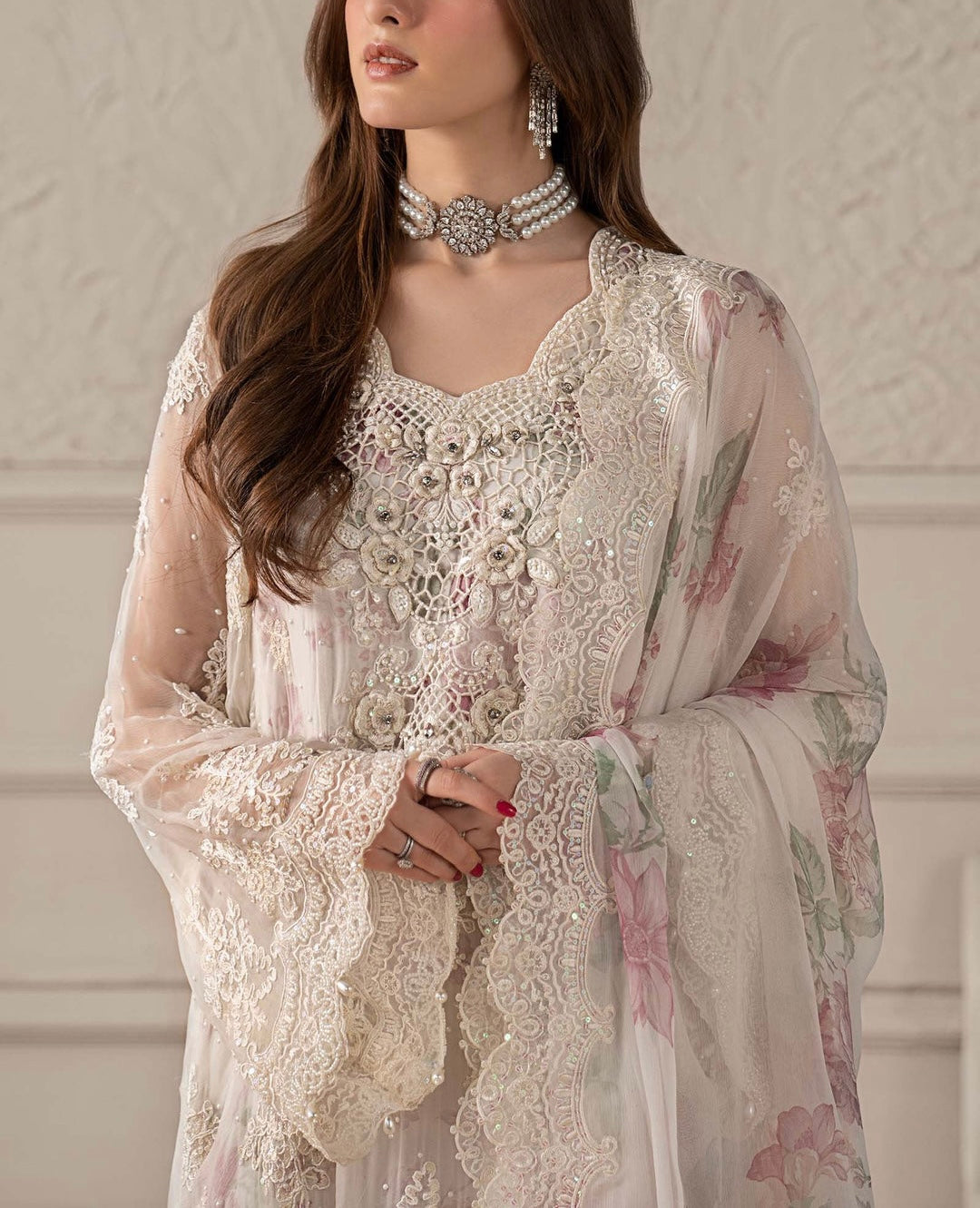 Maria B Luxury Chiffon Digital Print PartyWear Dress |5320