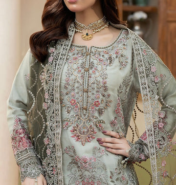 Imrozia Luxury Organza Partywear Dress |Samak 5504